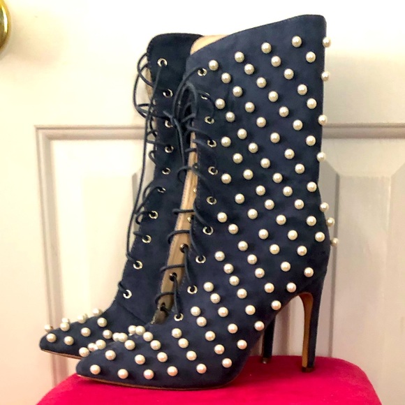 Cape Robbin Shoes - Cape Robbin denim / pearl ankle booties…❤️👌